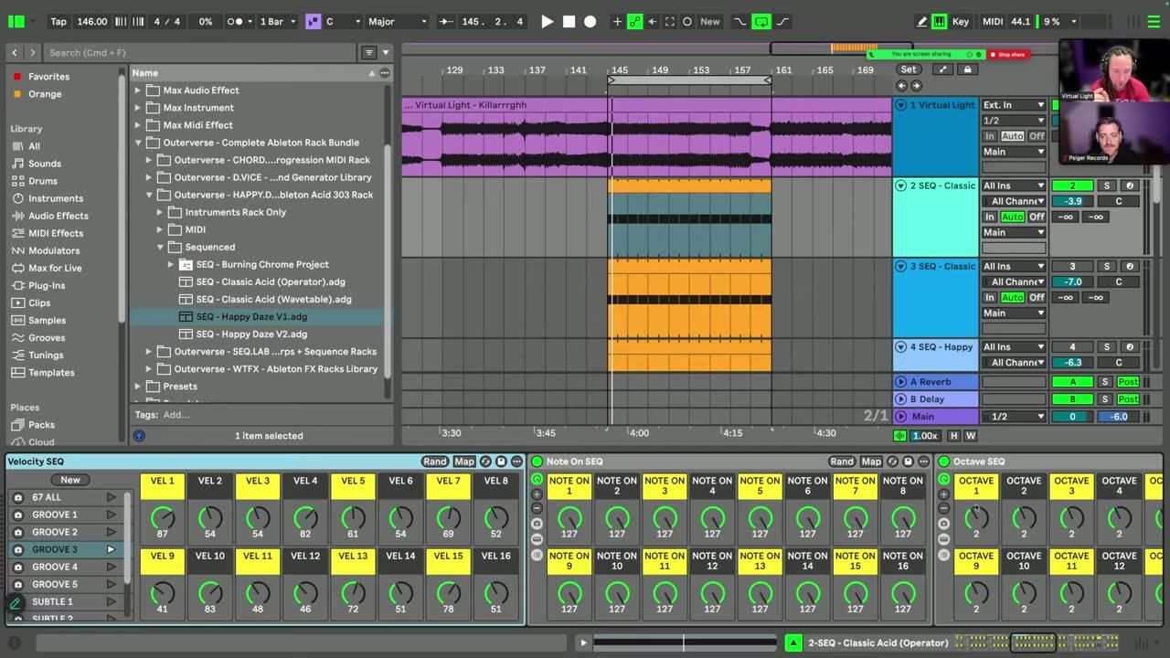 Velocity modulation and filter accents — screenshot from the video