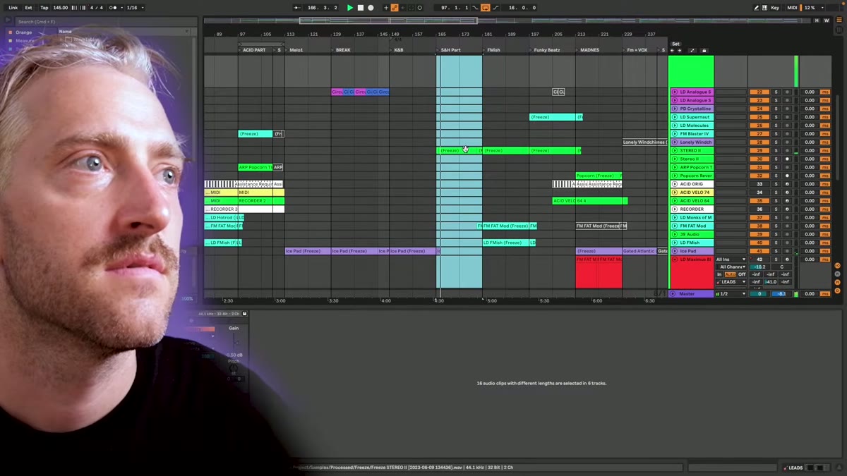 Ableton arrangement with psytrance lead MIDI clips