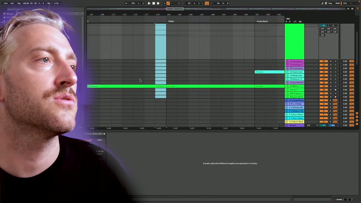 Ableton arrangement showing volume automation while mixing a psytrance track