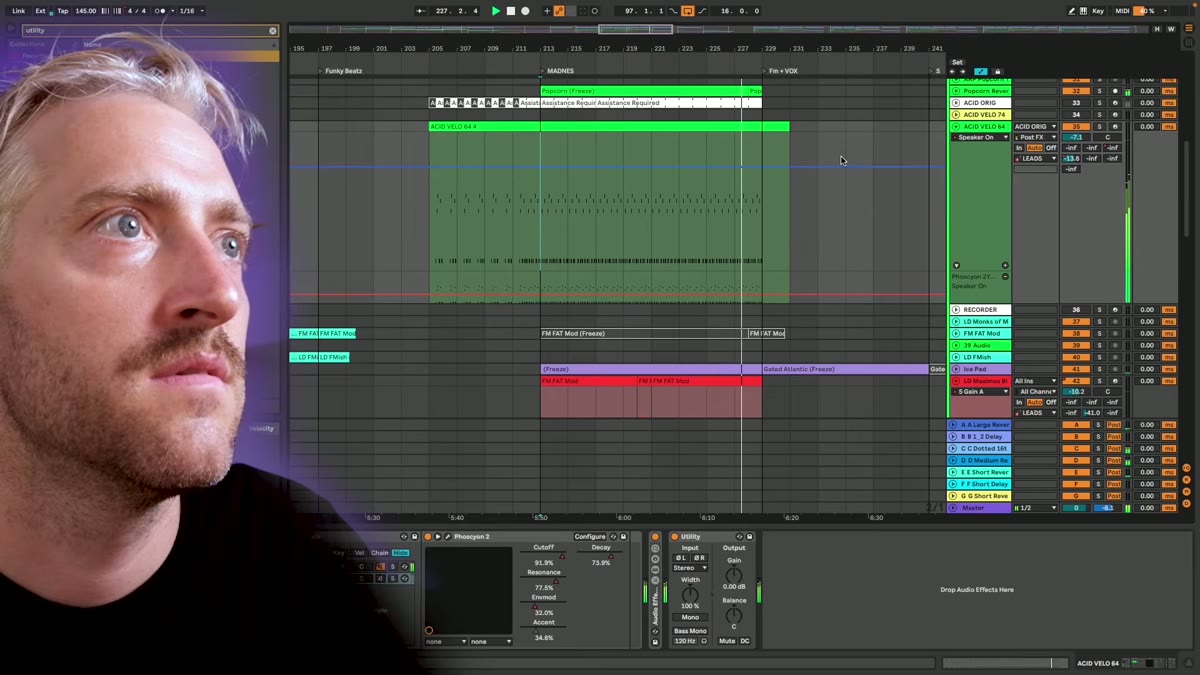 Ableton arrangement with filter automation creating movement in a section