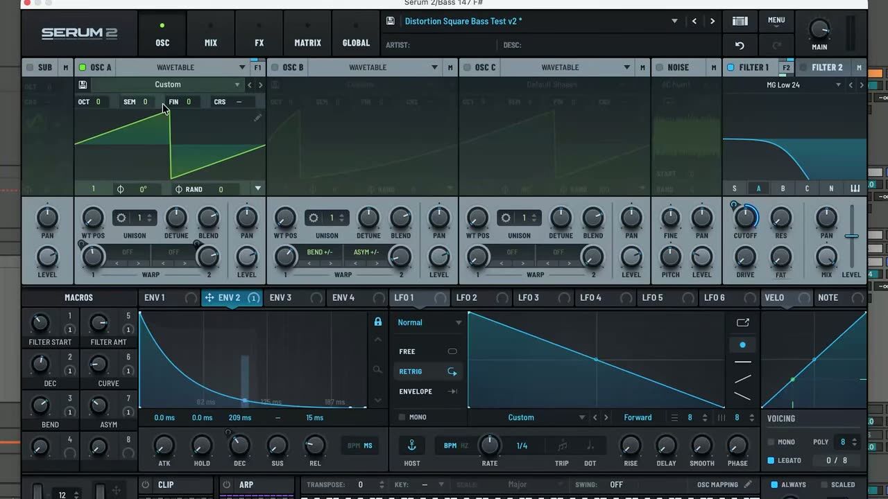 Basic saw bass setup — screenshot from the video
