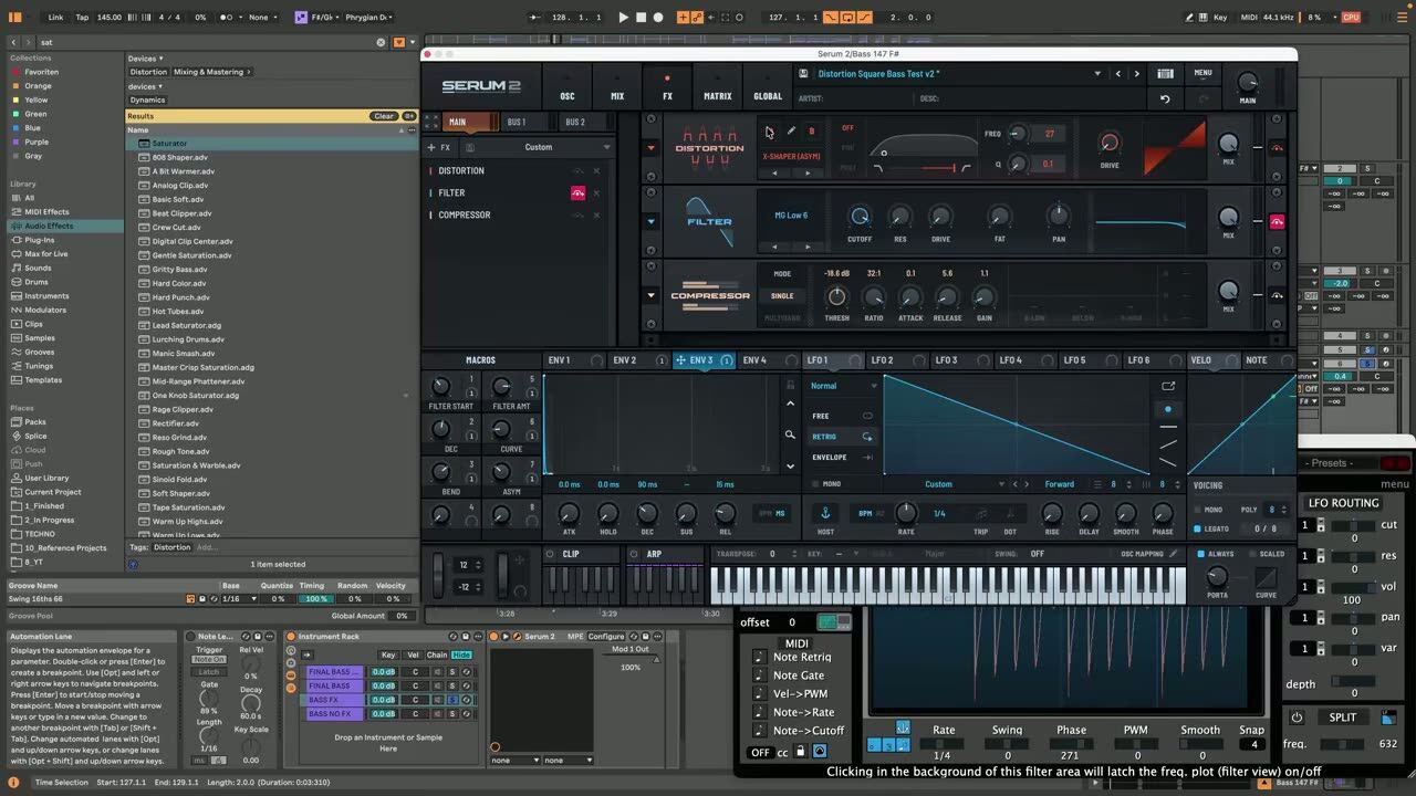 Shaping with distortion and compressor — screenshot from the video