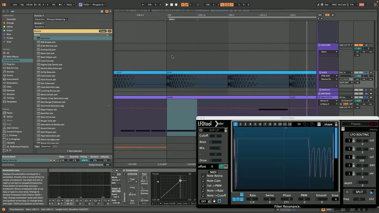 Kick and bass interaction — screenshot from the video