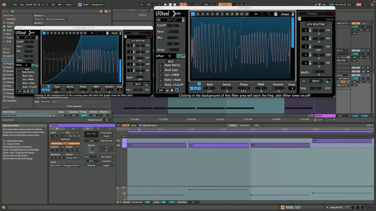 Groove pattern with the glide trick — screenshot from the video