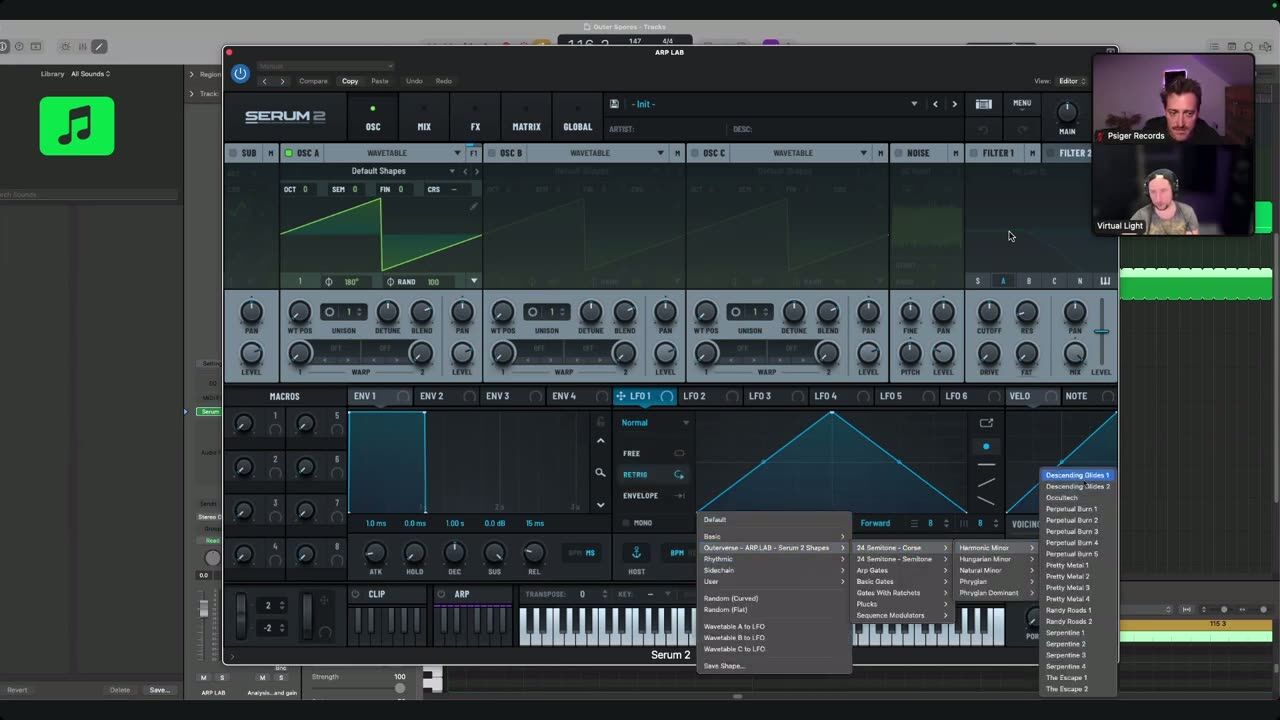 Shaping arps into parts — screenshot from the video