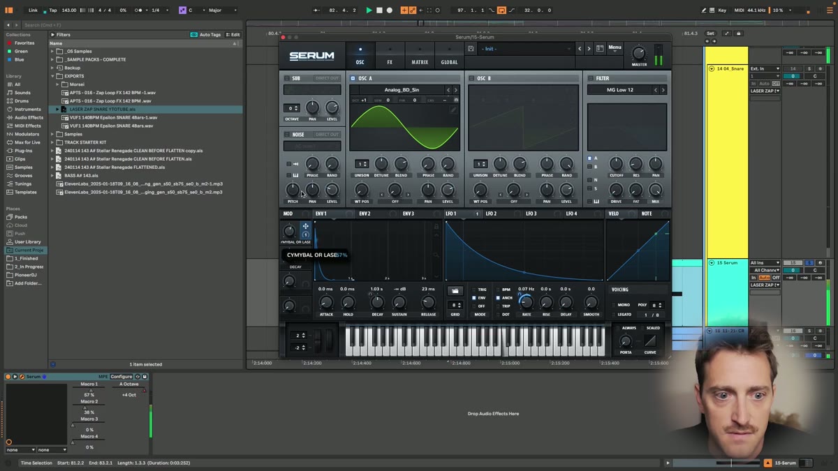 Serum showing a pitch sweep for a laser zap