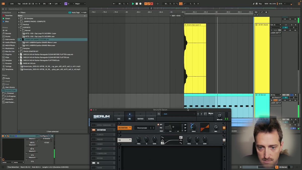 Placing zaps and snares into a psytrance transition
