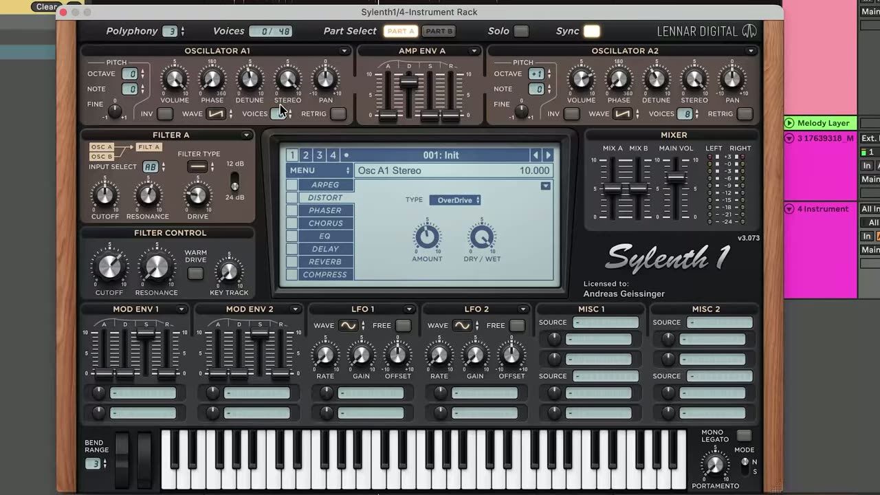 The patch in Sylenth1 — screenshot from the video