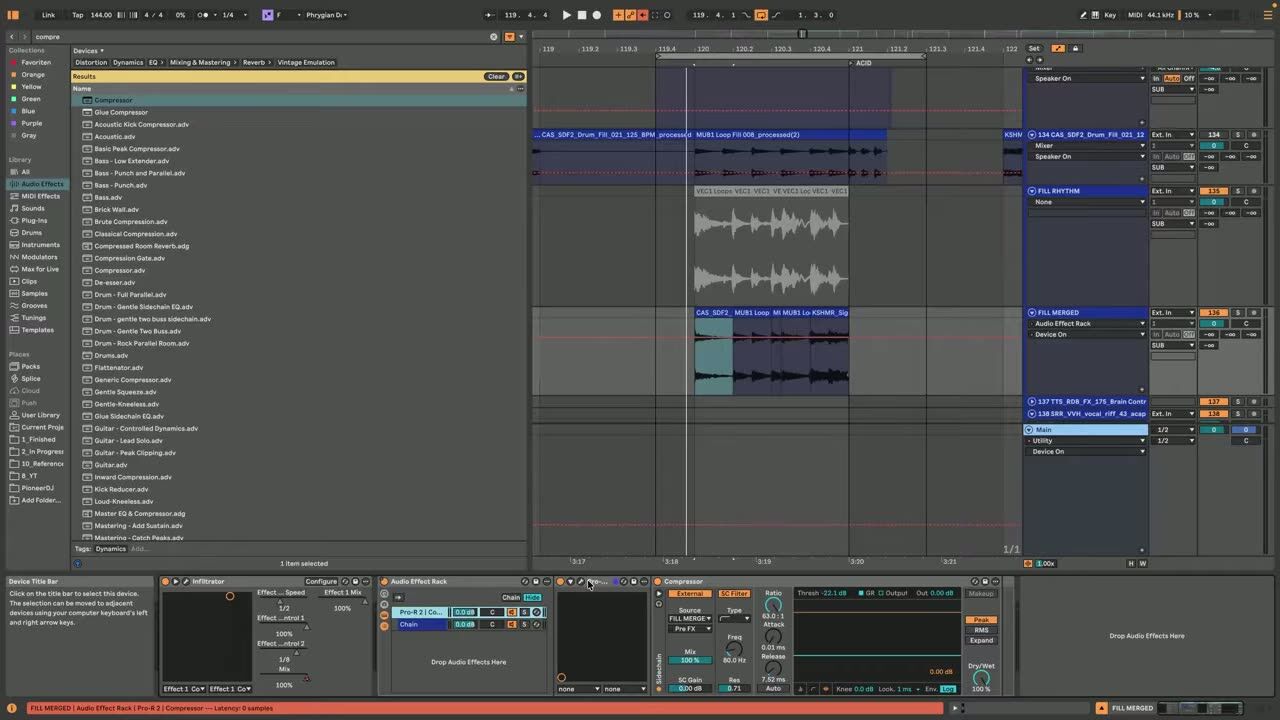 Effects: glitch, reverb and sidechain — screenshot from the video