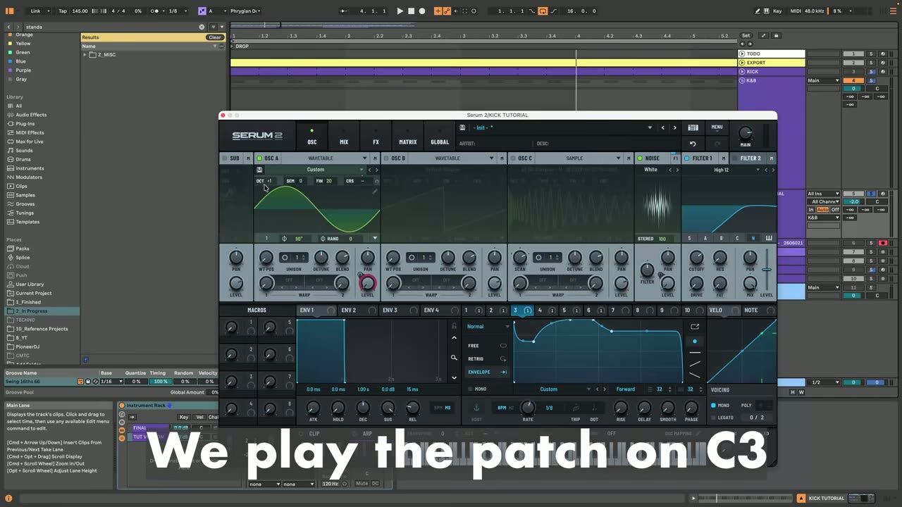 Oscillator A setup — screenshot from the video