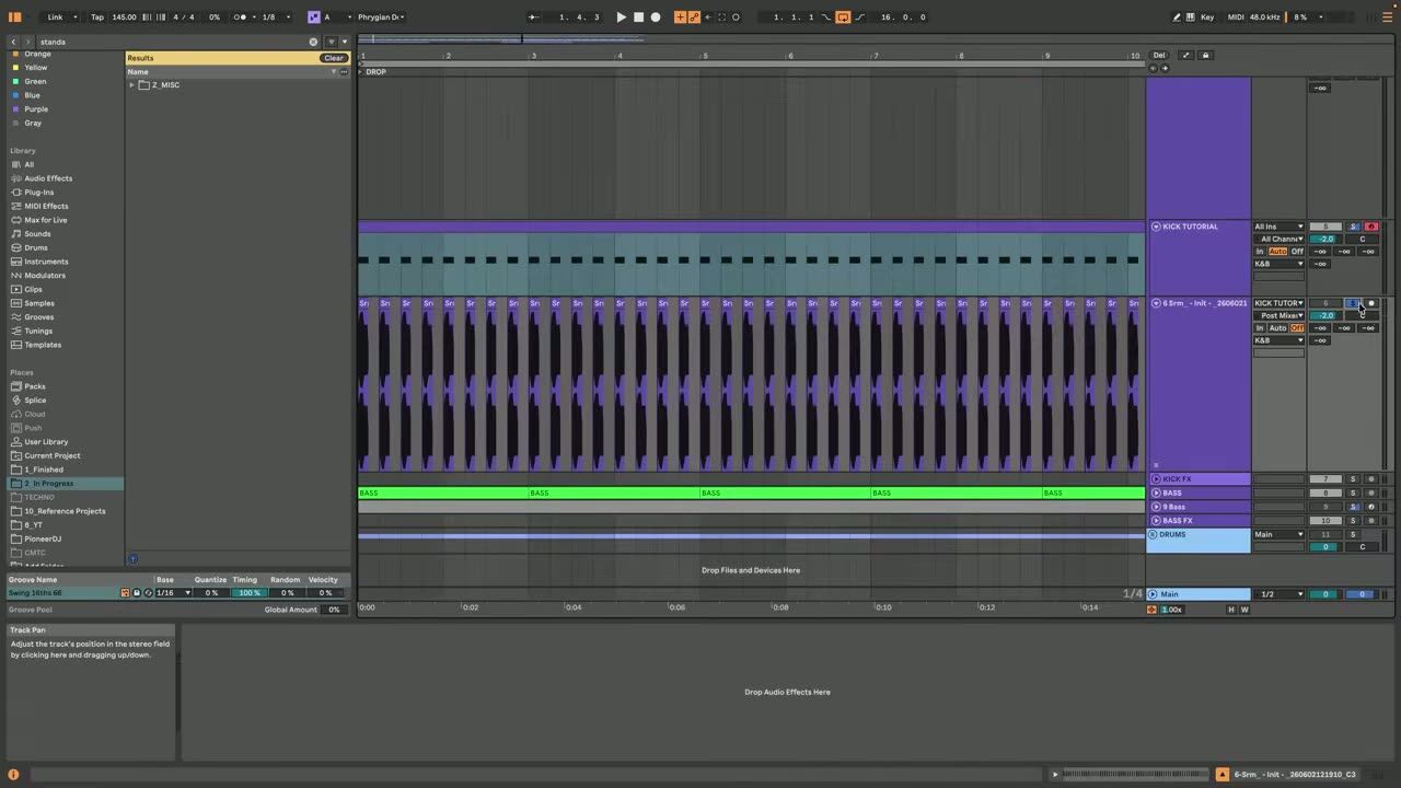 The amp envelope sets the length — screenshot from the video