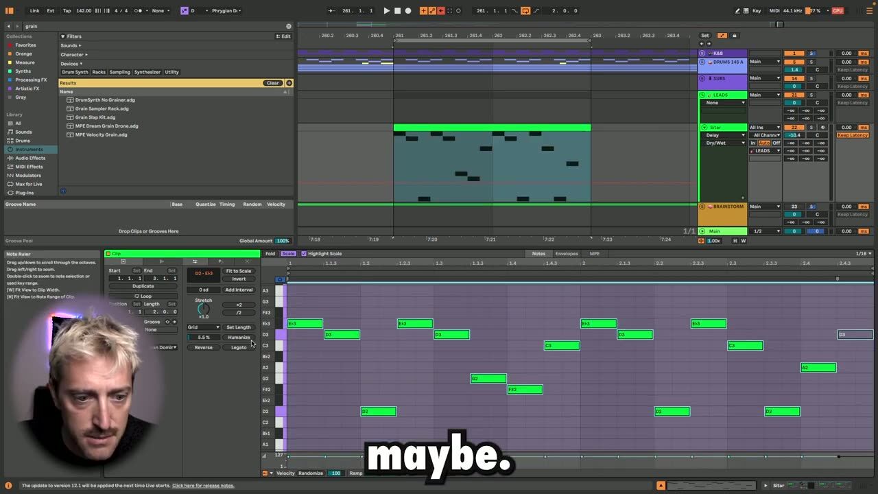 Delay, humanisation and layering — screenshot from the video