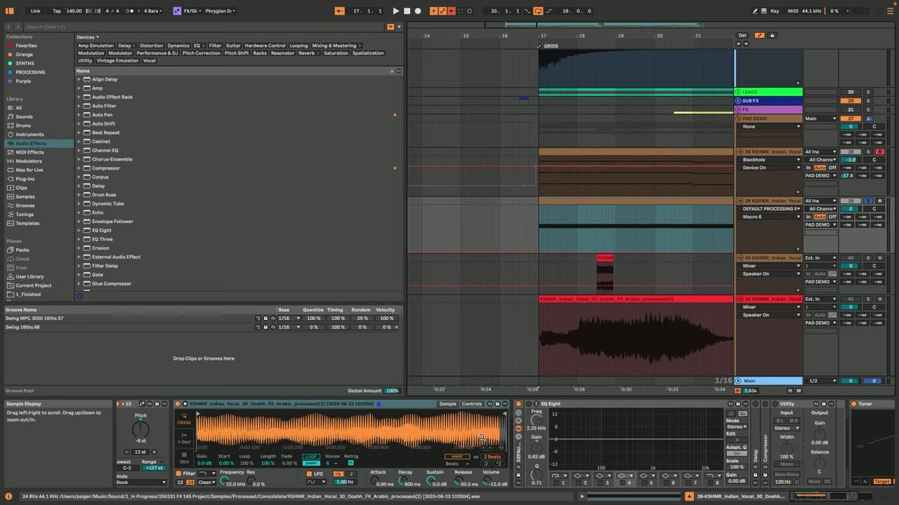 Warp and spread across the keys — screenshot from the video