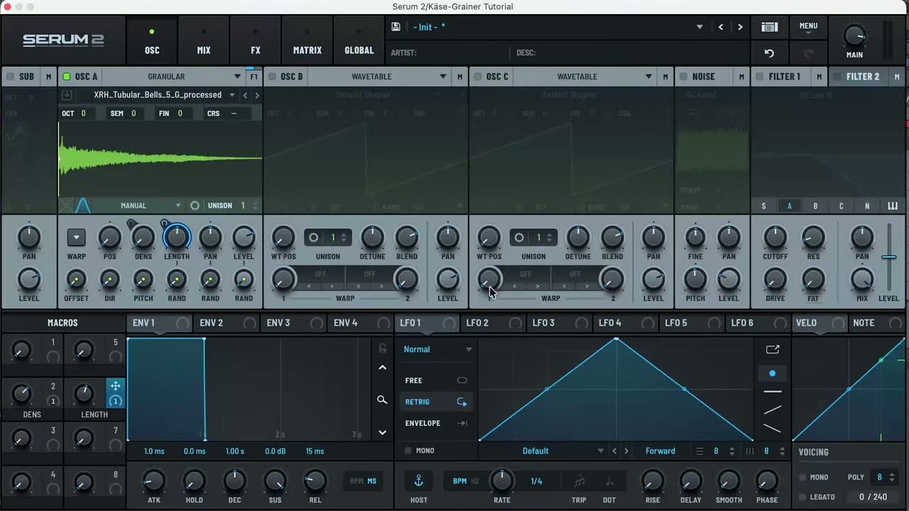 Load the bell into Serum granular — screenshot from the video