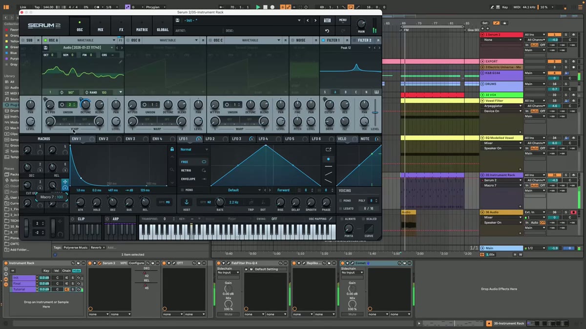 Processing the vowel lead with delay and effects